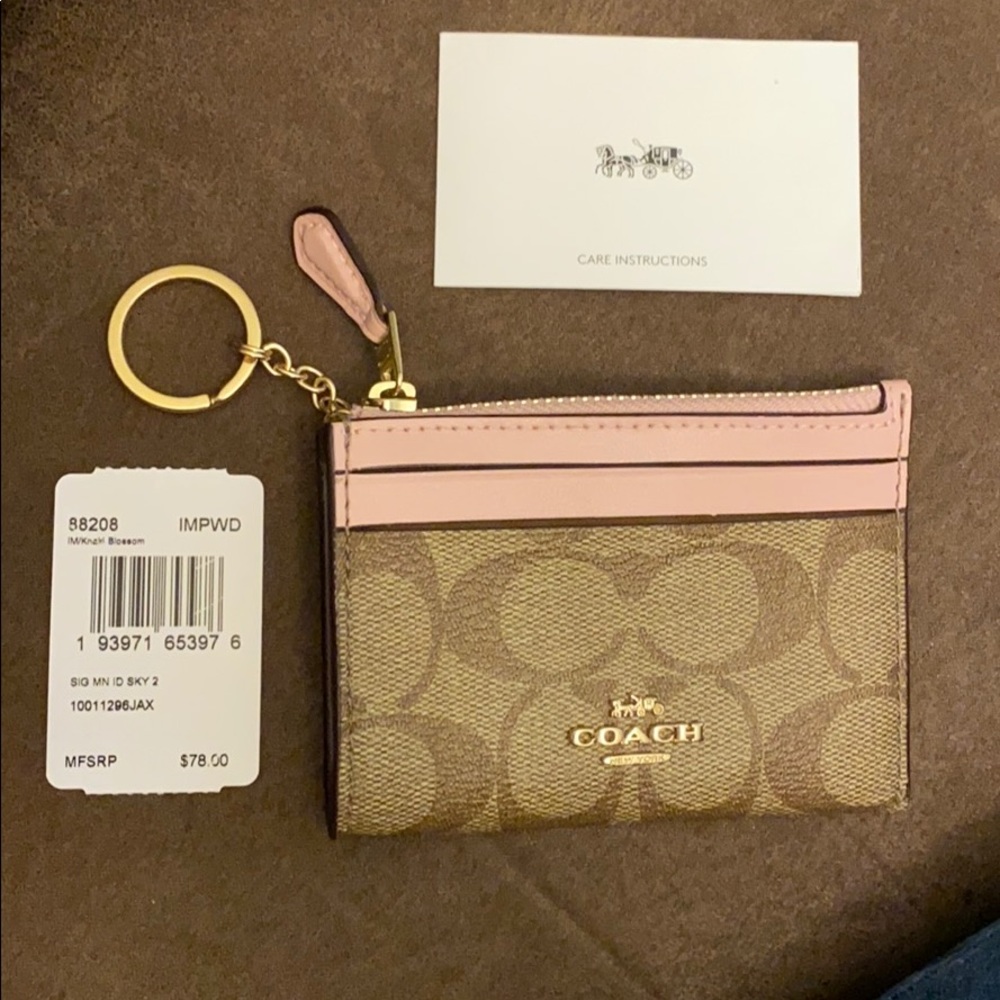 Coach Mini Skinny ID Card Case Khaki Blossom